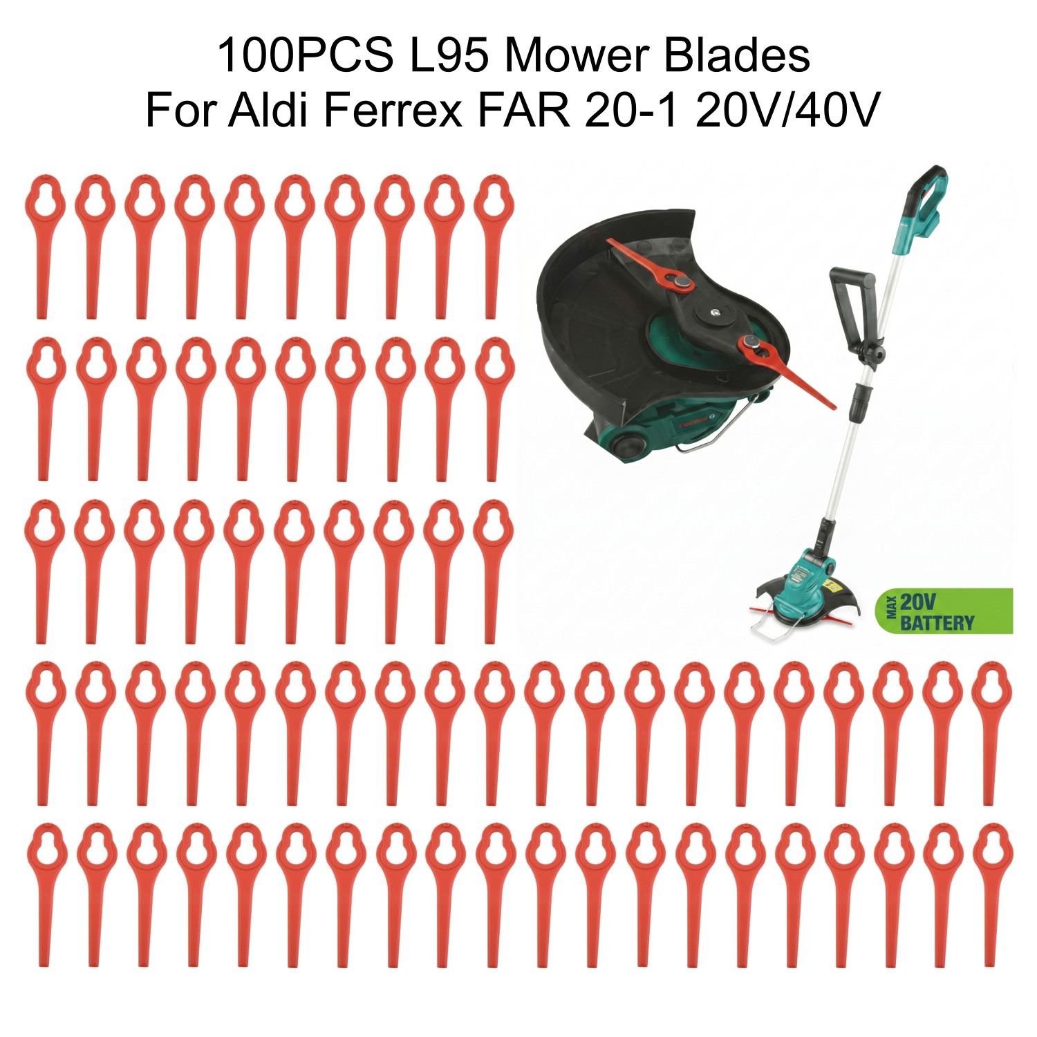 Leaf Blower Cordless - 100Pcs 95mm Mower Blades Plastic For