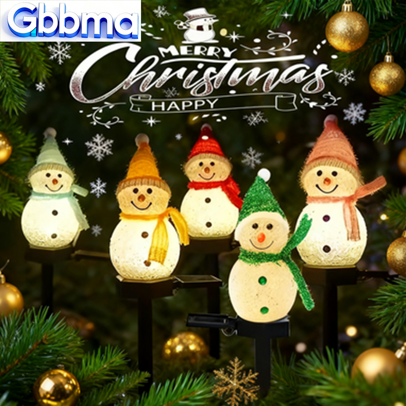 Outdoor Power For Xmas Lights - 2 LED Snowman Solar Garden Light