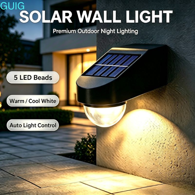 Outdoor Power Brush - 5 LED Solar Wall Light Outdoor