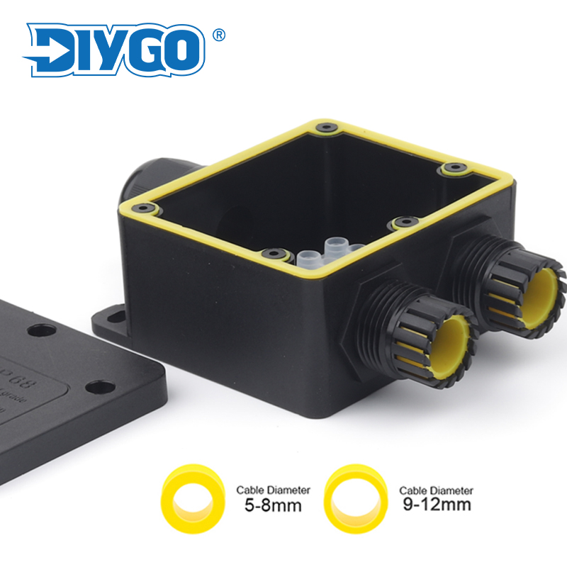 Outdoor Power Junction - IP68 Outdoor Waterproof Junction Box Black