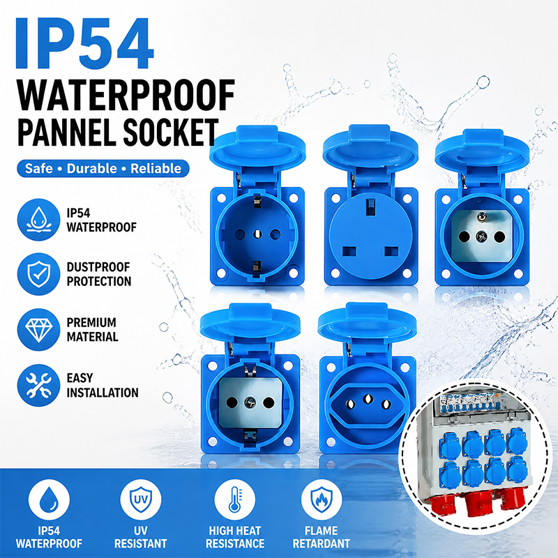 Outdoor Power Distribution Panel - IP54 16A Waterproof Industrial Panel Socket