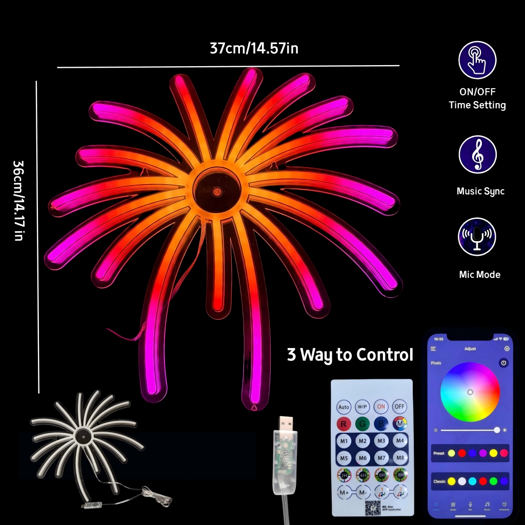 RGB Fireworks Neon Sign LED Li - Outdoor Power For Xmas Lights review and price