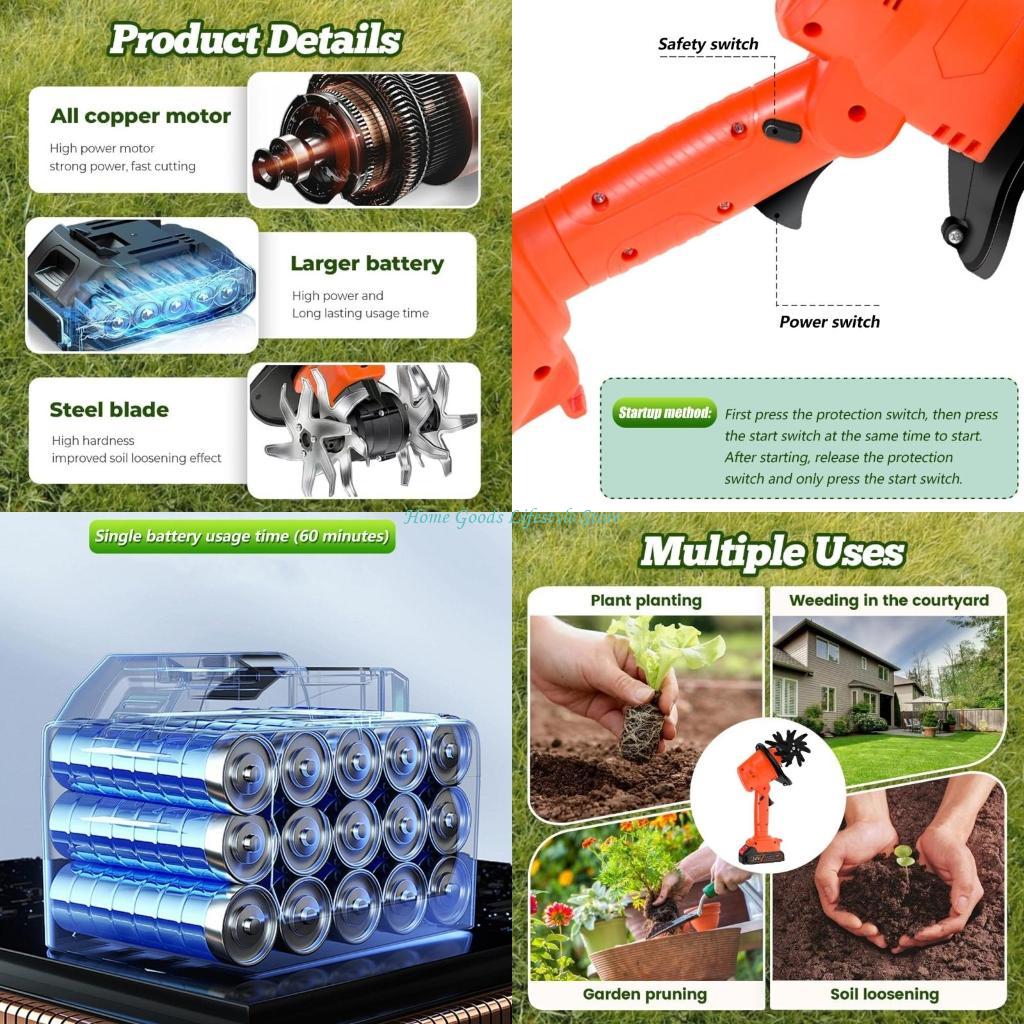 E74E Cordless Mini Tiller 21V  - Garden Tiller Mini review and price