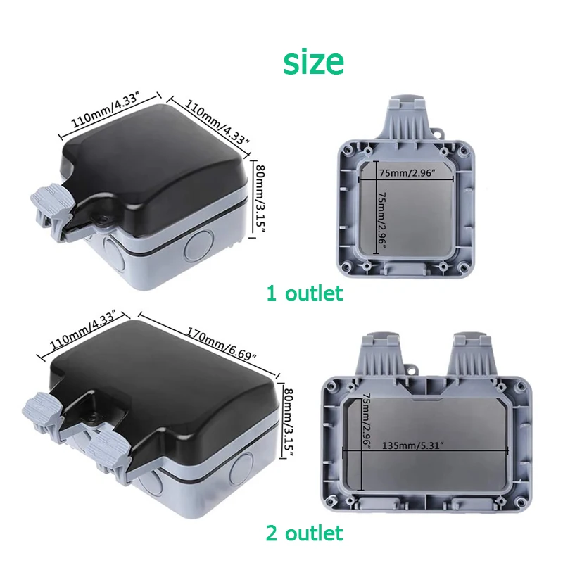 EU KR Outdoor Wall Waterproof  - Outdoor Power Outlet Weatherproof review and price
