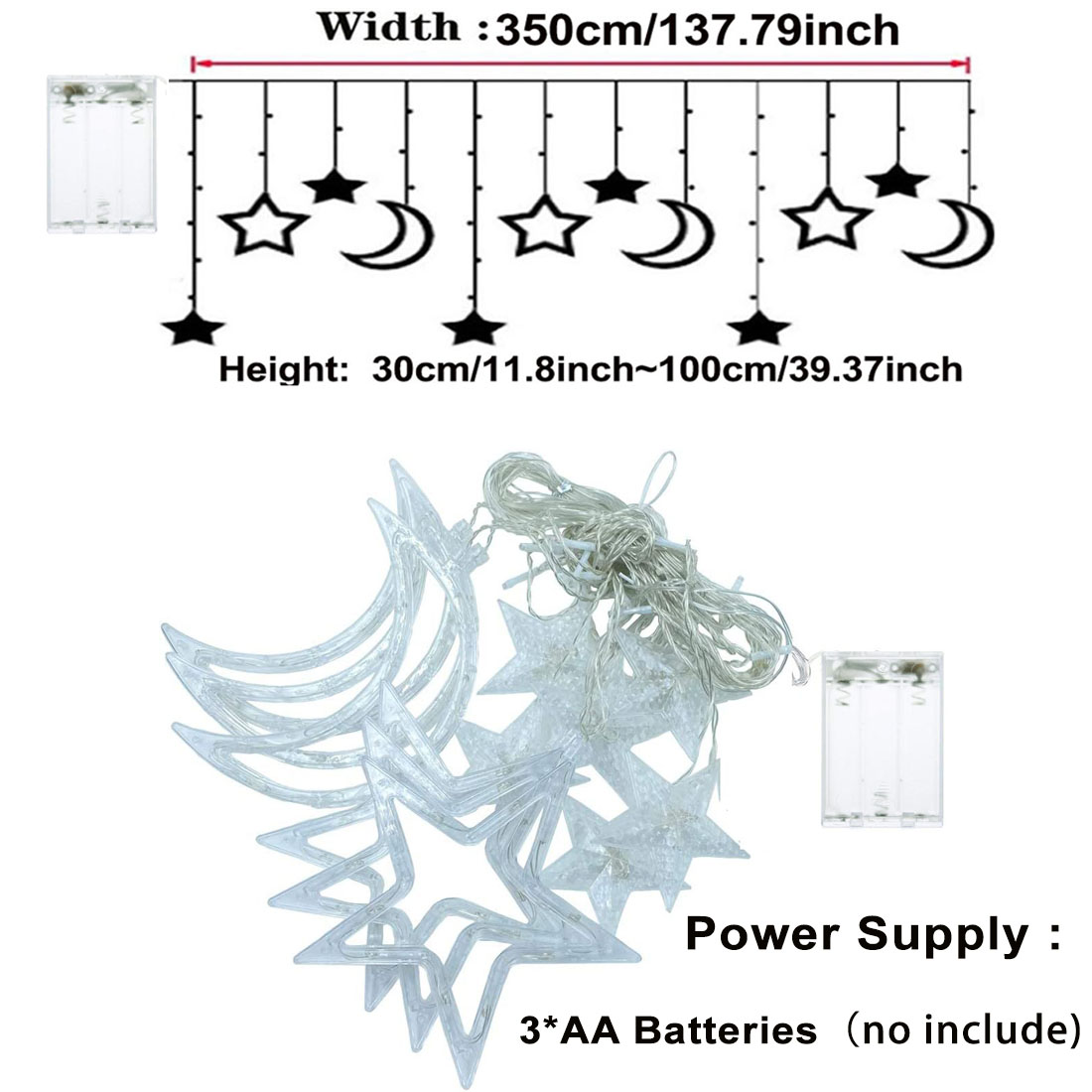 3.5m Star Moon LED Curtain Str - Outdoor Power For Xmas Lights review and price