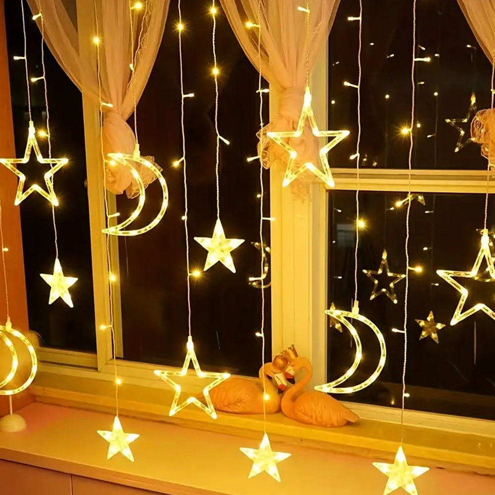 3.5m Star Moon LED Curtain Str - Outdoor Power For Xmas Lights review and price